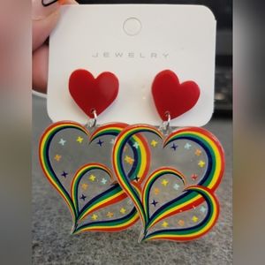 Rainbow Colored Heart Earrings
